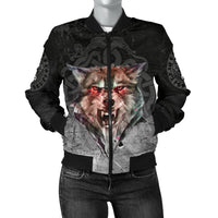 Viking Women's Bomber Jacket - Fenrir Norse Wolf RLT12 - Wonder Print Shop