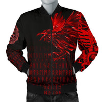 Viking Men's Bomber Jacket - The Raven Of Odin Rune, Red RLT12 - Wonder Print Shop