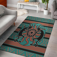 Kokopelli Myth Blue Native American Rug Area LT10 - Wonder Print Shop