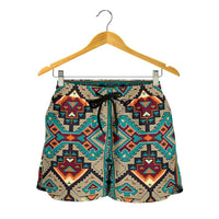 native-american-tribe-blue-pattern-all-over-print-women-shorts