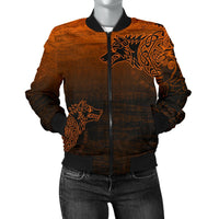 Viking Women's Bomber Jacket, Skoll and Hati Orange RLT12 - Wonder Print Shop