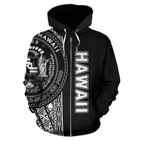 Polynesian Hawaii Zip Up Hoodie White Line - Wonder Print Shop