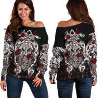 Viking Tyr Tattoo Blood Women's Off Shoulder Sweater RLT12 - Wonder Print Shop