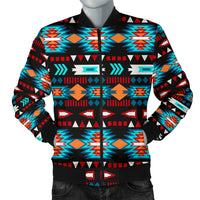 Light Neon Blue Pattern Men's Bomber Jacket LT10 - Wonder Print Shop