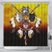 wolves-warrior-native-american-design-shower-curtain