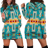 Turquoise Tribe Design Native American Hoodie Dress LT10 - Wonder Print Shop