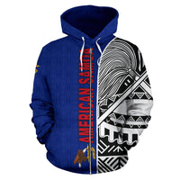 American Samoa All Over Zip Up Hoodie Polynesian Shoulder Style - Wonder Print Shop