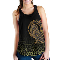 Viking Women's Racerback Tank Owl Celtic On Triskels Background RLT12 - Wonder Print Shop