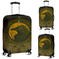 Viking Luggage Cover, Ethnic Odin Raven Gold RLT12 - Wonder Print Shop
