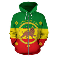 Imperial Flag Haile Selassie of Ethiopia with Lion of Judah Zip Hoodie - Wonder Print Shop