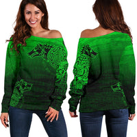 Viking Women's Off Shoulder Sweater, Skoll and Hati RLT12 - Wonder Print Shop
