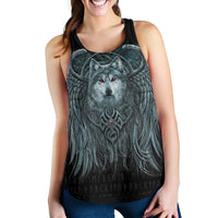 Viking Women's Racerback Tank, Spiral Wolf Spirit RLT12 - Wonder Print Shop