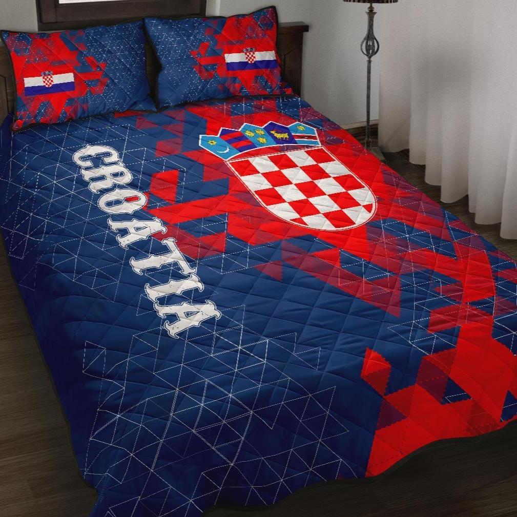 croatia-quilt-bed-set-national-flag-polygon-style