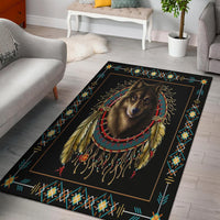 Wolf Warrior Dreamcatcher Native American Area Rug LT10 - Wonder Print Shop