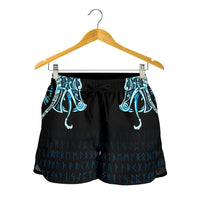 viking-womens-shorts-fenrir-raven-and-vegvisir-tattoo-cyan