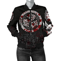 Viking Women's Bomber Jacket - Fierce Blood Wolf Symbol Of A Viking Nordic RLT12 - Wonder Print Shop