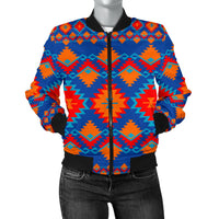 Red and Yellow Geometric Women's Bomber Jacket LT10 - Wonder Print Shop