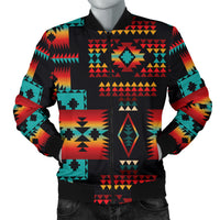 Navy Native Tribes Pattern Native American Bomber Jacket LT10 - Wonder Print Shop