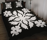 Hawaiian Quilt Bed Set Royal Pattern - Black and White - B2 Style - Wonder Print Shop