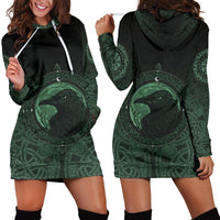 Viking Hoodie Dress, Ethnic Odin Raven Green RLT12 - Wonder Print Shop
