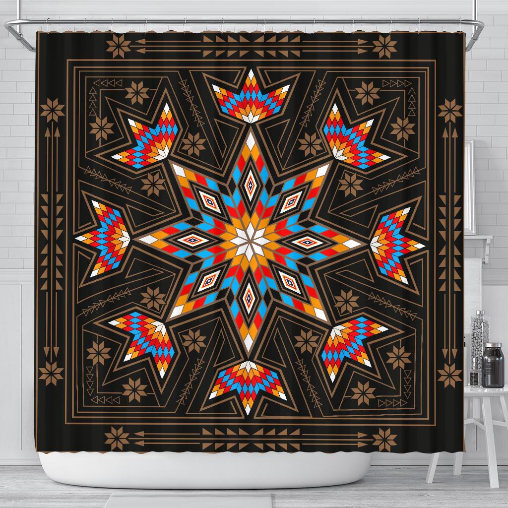 black-geometric-native-american-shower-curtain