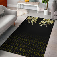 Viking Area Rug, Fenrir Raven and Vegvisir Tattoo Yellow RLT12 - Wonder Print Shop
