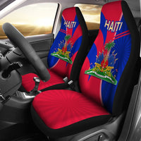 Coat Of Arms Haiti Car Seat Covers Circle Stripes - Wonder Print Shop