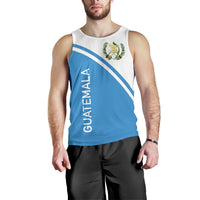 Men's Guatemala tank top, blue front with white upper panel and crest graphic