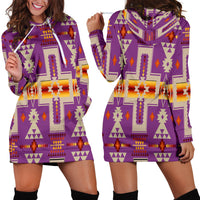 Light Purple Tribe Design Native American Hoodie Dress LT10 - Wonder Print Shop