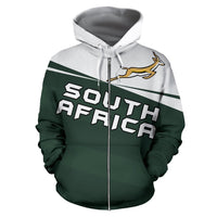 African Hoodie South Africa Springbok Zip Up Hoodie Vivian Style Green - Wonder Print Shop