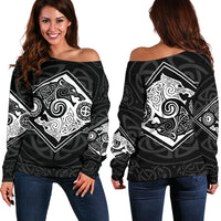 Vikings Off Shoulder Sweater The Wolves, Skoll and Hati RLT12 - Wonder Print Shop