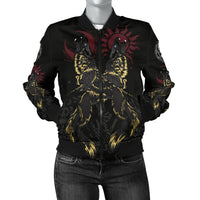 Viking Women's Bomber Jacket The Wolves Skoll and Hati RLT12 - Wonder Print Shop