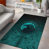 Viking Area Rug, Ethnic Odin Raven Cyan RLT12 - Wonder Print Shop
