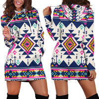 Pink Pattern Native American Hoodie Dress LT10 - Wonder Print Shop