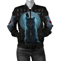 Viking Women's Bomber Jacket, Fenrir Viking Wolf and Moon RLT12 - Wonder Print Shop