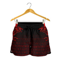 viking-womens-shorts-the-raven-of-odin-rune-red