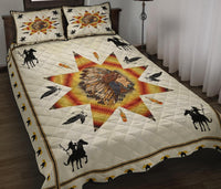 Tribe Chief and Warriors Pattern Native American Quilt Bed Set LT10 - Wonder Print Shop