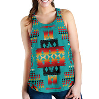 Blue Native Tribes Pattern Native American Women Racerback Tank LT10 - Wonder Print Shop