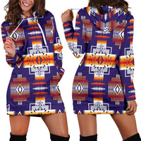 Purple Pattern Native American Hoodie Dress LT10 - Wonder Print Shop