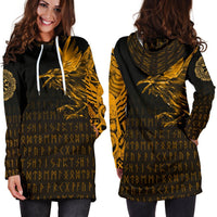 Viking Hoodie Dress The Raven Of Odin Rune, Gold RLT12 - Wonder Print Shop