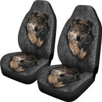 Gray Wolf Jumping Native American Car Seat Covers LT10 - Wonder Print Shop