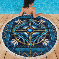 Mandala Blue Native American Pride Beach Blanket LT10 - Wonder Print Shop
