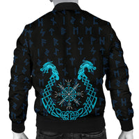 Viking Men's Bomber Jacket, Aegishjalmur Helm Of Awe Blue Edition RLT12 - Wonder Print Shop