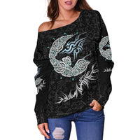 Viking Fenrir Wolf Women's Off Shoulder Sweater RLT12 - Wonder Print Shop