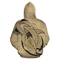 Fiji All Over Zip Up Hoodie Shark Coat Of Arms Gold - Wonder Print Shop