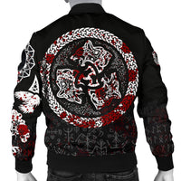Viking Men's Bomber Jacket - Fierce Blood Wolf Symbol Of A Viking Nordic RLT12 - Wonder Print Shop