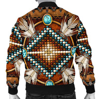 Naumaddic Arts Brown Native American Bomber Jacket LT10 - Wonder Print Shop