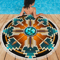 Mandala Blue Native American Design Beach Blanket LT10 - Wonder Print Shop