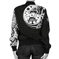 Viking Women's Bomber Jacket, Skoll and Hati Rune Tattoo RLT12 - Wonder Print Shop