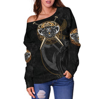 Viking Women's Off Shoulder Sweater Lion RLT12 - Wonder Print Shop